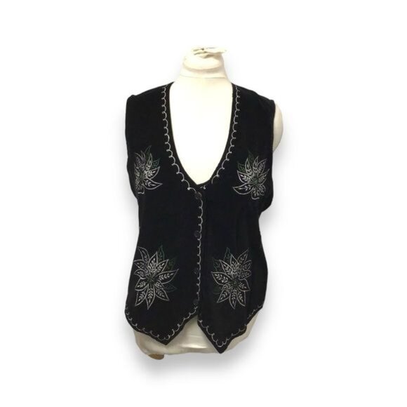 Bobbie Brooks Woman Vintage Velour Christmas Vest, Black, size 18W/20W - Picture 1 of 6